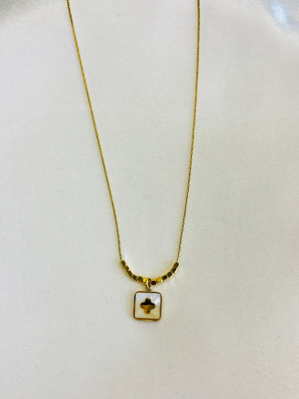 Square, clover necklace