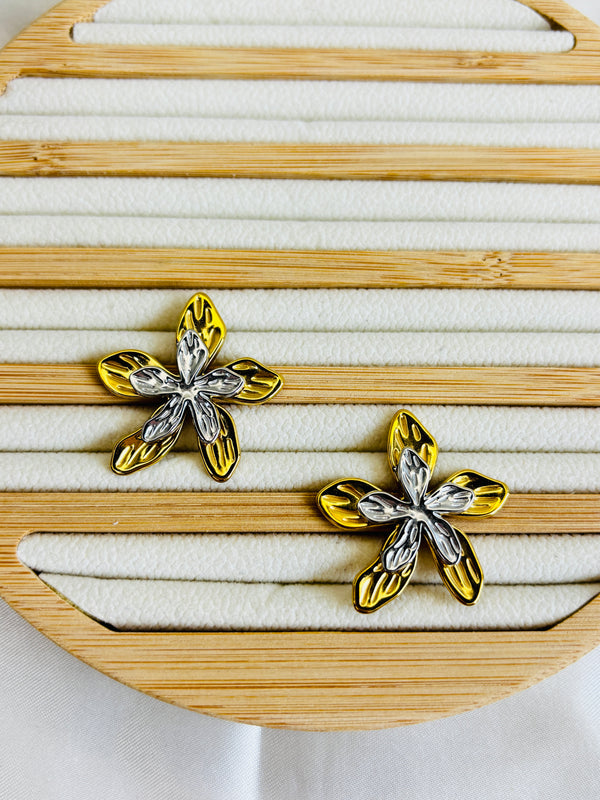 Celeste Flower Studs (Gold + Silver